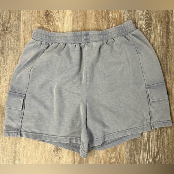 Jane & Delancey drawstring elastic waist dusty blue button flap side pockets, M. - Picture 5 of 6